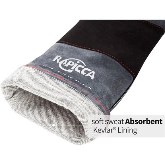 Animal Handling Gloves Bite Proof Double Leather Reinforced Padding Cat Scratch - Picture 6 of 8